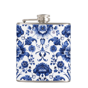 Floral Delft Blue Flask