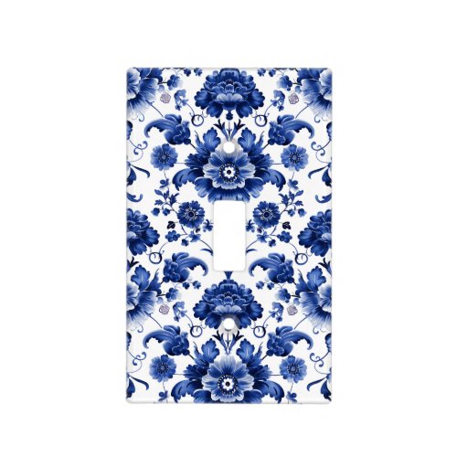 Floral Delft Blue Light Switch Cover