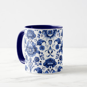 Floral Delft Blue Mug