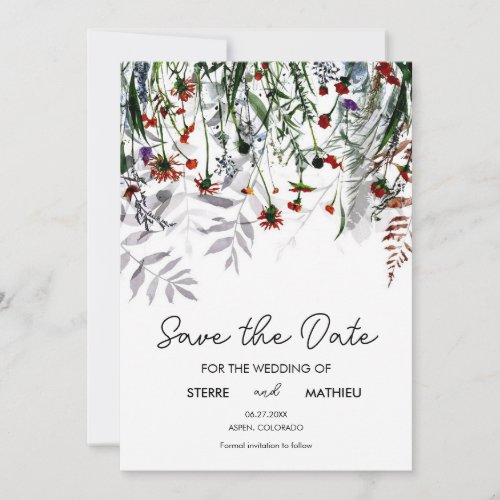 Floral Delicate Wildflowers Save The Date