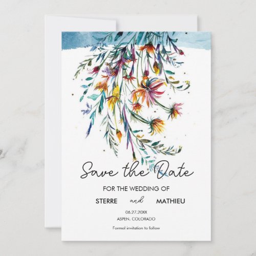 Floral Delicate Wildflowers Save The Date