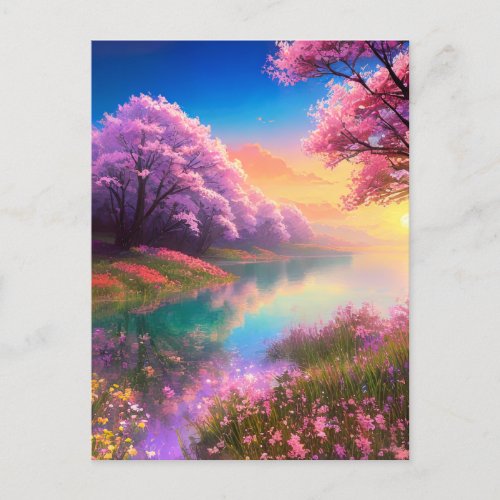 Floral Delight by the Lake Postcard