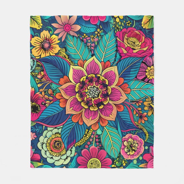 Floral Delight Fleece Blanket (Front)