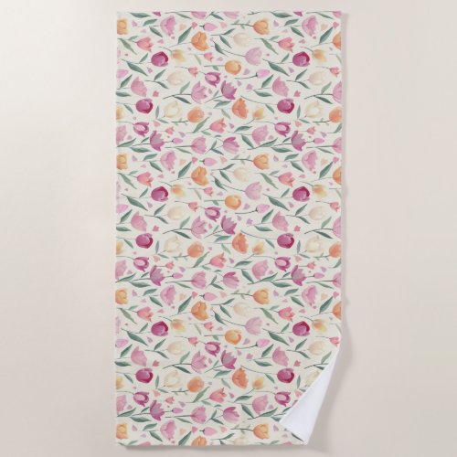 Floral Delight Pattern Beach Towel