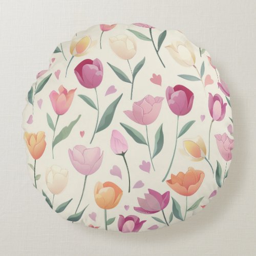 Floral Delight Pattern Round Pillow