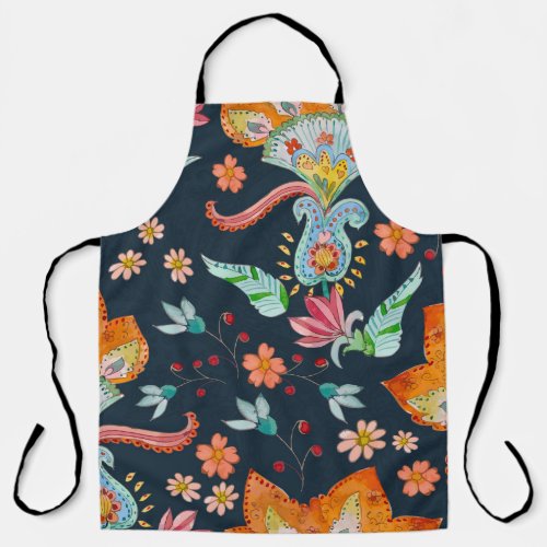 Floral Delight Watercolor Flower Texture Apron