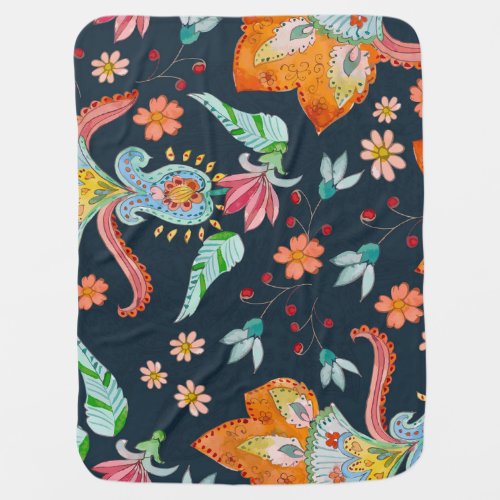 Floral Delight Watercolor Flower Texture Baby Blanket