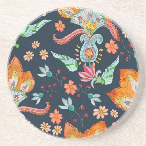 Floral Delight Watercolor Flower Texture Coaster
