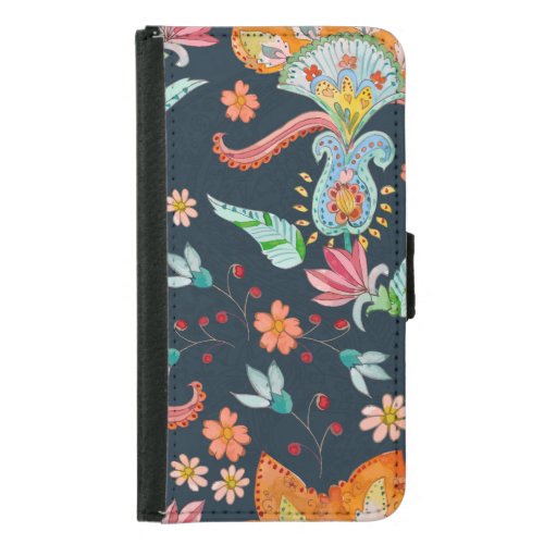 Floral Delight Watercolor Flower Texture Samsung Galaxy S5 Wallet Case
