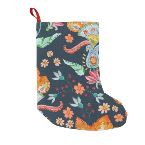 Floral Delight Watercolor Flower Texture Small Christmas Stocking