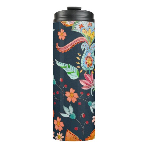 Floral Delight Watercolor Flower Texture Thermal Tumbler