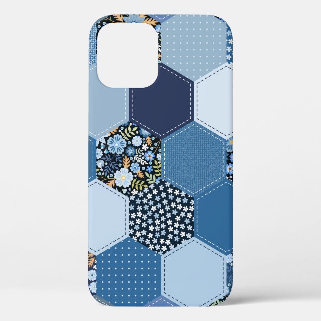Floral, denim patchwork: blue pattern. Case-Mate iPhone case (Back)