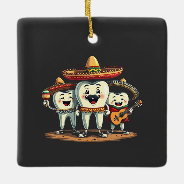 Floral Dental Tooth Funny Cinco De Mayo Ceramic Ornament (Front)