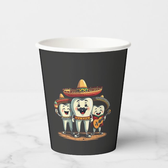 Floral Dental Tooth Funny Cinco De Mayo Paper Cups (Front)