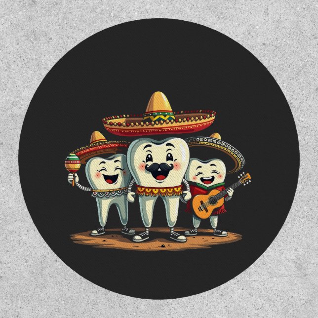 Floral Dental Tooth Funny Cinco De Mayo Patch (Front)