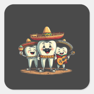 Floral Dental Tooth Funny Cinco De Mayo Square Sticker