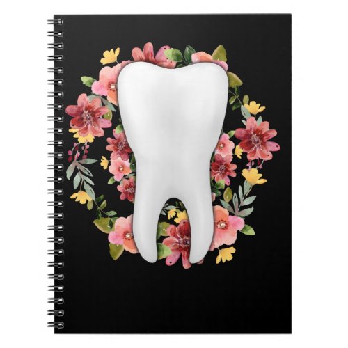 Floral Dentist Tooth Flowers Dental Assistant Notebook