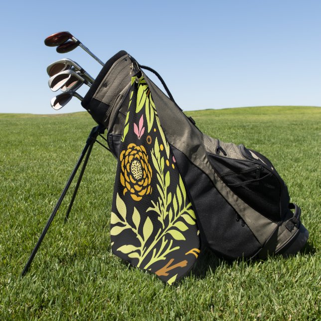 Floral Design 18 Golf Towel (Green)