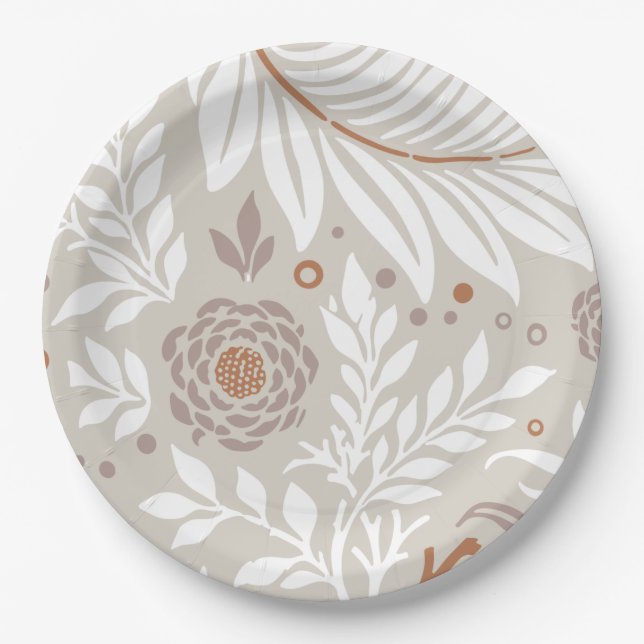 Floral Design 25 Paper Plates (Front)