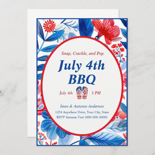 Floral Design 4th of July BBQ Invitation