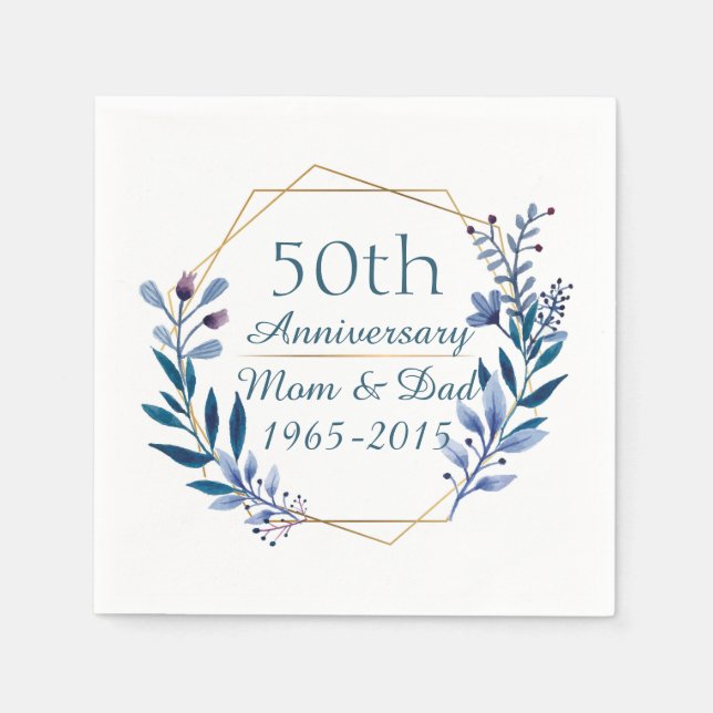 Floral design 50th Wedding Anniversary Napkins (Front)