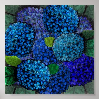 Floral Design, Blue Hydrangea Print