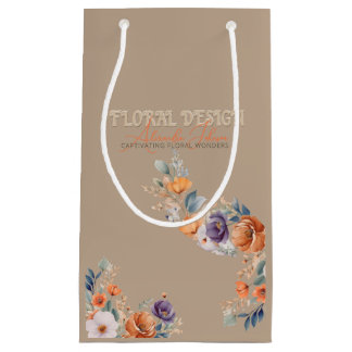 Floral Design Business - Elegant Rustic Kraft Boho Small Gift Bag