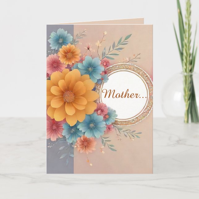 Floral Design Card with Poem for Mother's Day (Front)