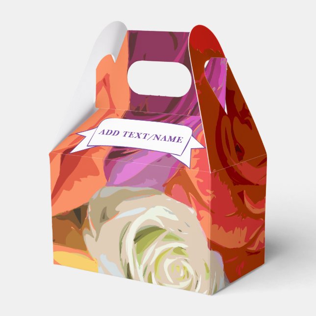 Floral Design Custom Name Favor Boxes (Front Side)