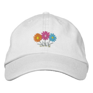 Floral design embroidered baseball cap