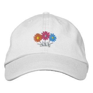 Floral design embroidered baseball cap