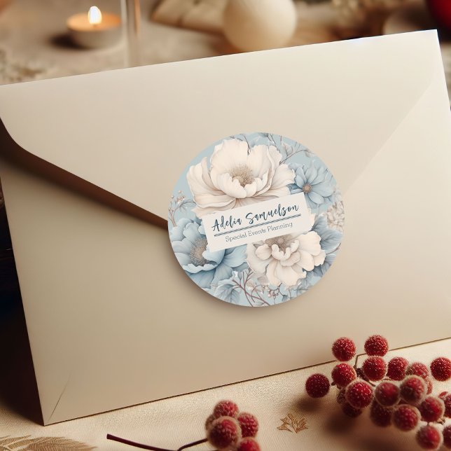  Floral Design Event Planner Promotional Business Classic Round Sticker (Creator Uploaded)