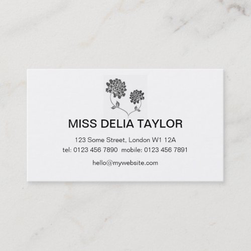 Floral Design in Black and White Business Card Templates
