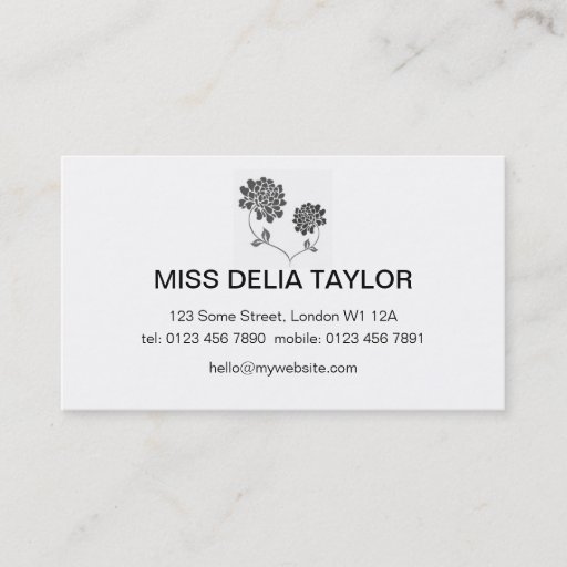 Customizable Floral Design in Black and White Business Card Templates