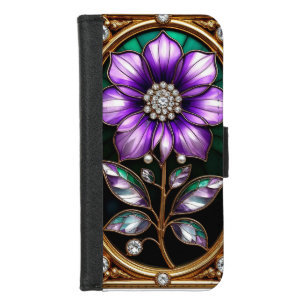 Floral Design in Golden Frame iPhone 8/7 Wallet Case