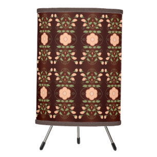 Floral Design in Peach and Green Tripod Lamp