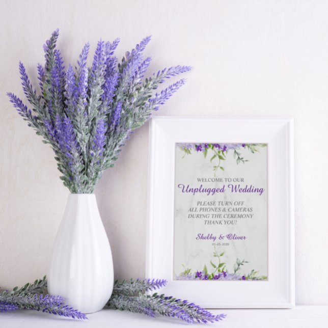 Floral Design in Purple Unplugged Wedding Poster (Creator Uploaded)