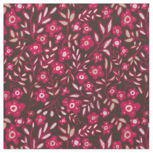Floral Design in Rich Magenta and Black Fabric