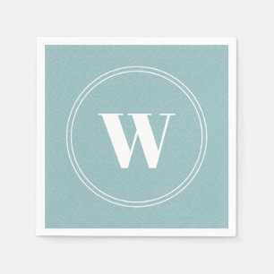 Floral design,light blue, monogram frame napkins