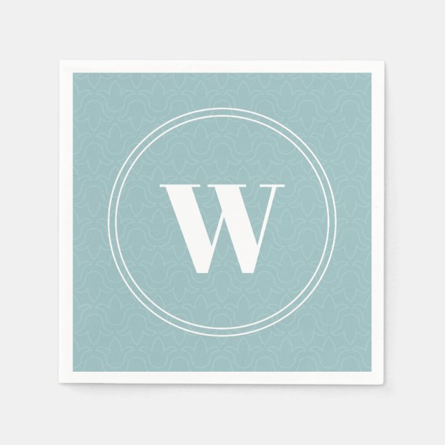Floral design,light blue, monogram frame napkins (Front)