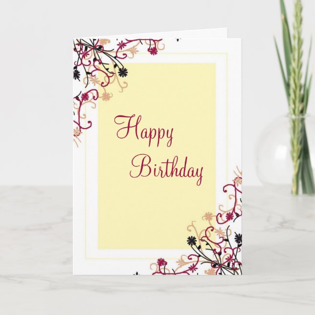 Floral design maroon card (Front)