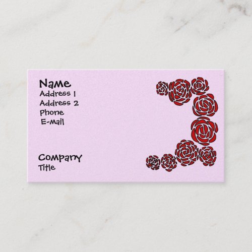 Floral Design of Red Roses for Small Business Business Card