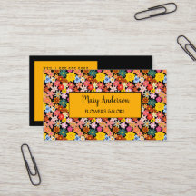 Floral Design On Black Background Business Card