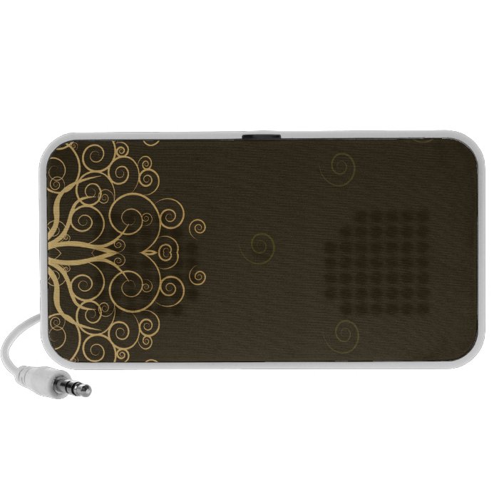 Floral design on dark brown background  speakers