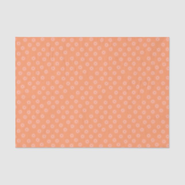 Floral Design on Peach Colour Background Tissue Paper (Front)