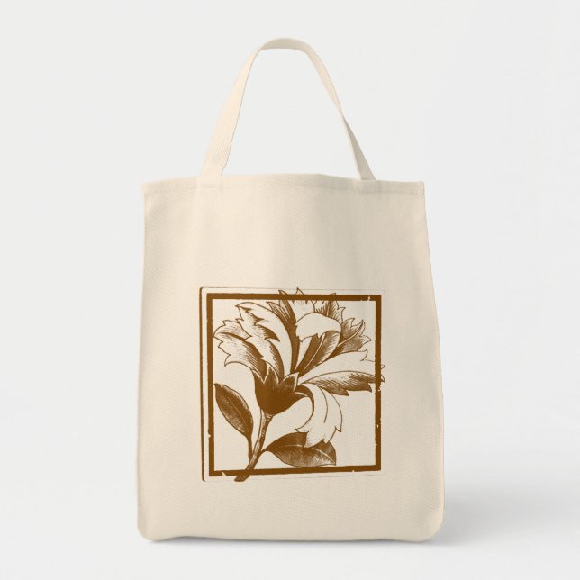 Floral Design Organic Grocery Shopping Tote Bag (Front)