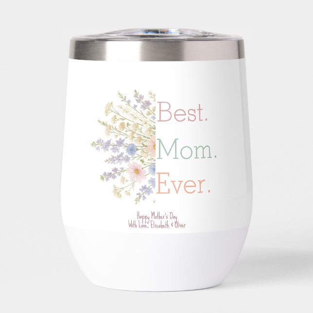 Floral Design - Perfect Mother's Day Gift |  Thermal Wine Tumbler (Front)
