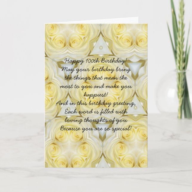 Floral Design Personalised 100th Birthday Card (Front)