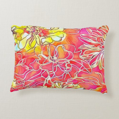 Floral design pink peach and yellow beautiful   accent pillow