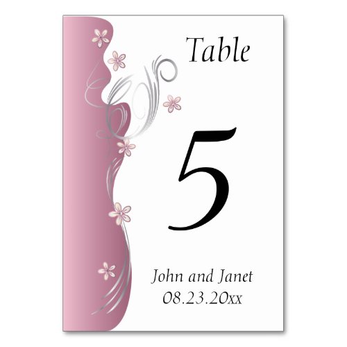 Floral Design  Pink Tourmaline_ Table Number